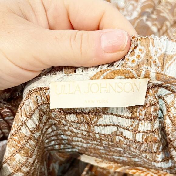 Ulla Johnson Ida Printed Cotton Blend Puff Sleeve Split-Neck Blouse Feldspar 2 - Picture 3 of 10